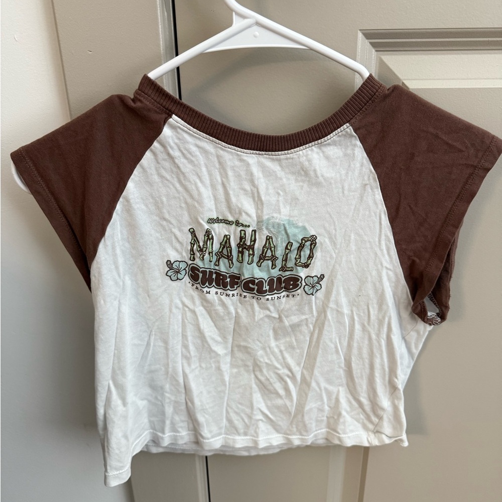 Divided Brown and White Surf Club Tee